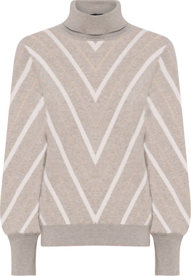 Micha Jumper_ Knit w. Lurex Stripe Camel/offw