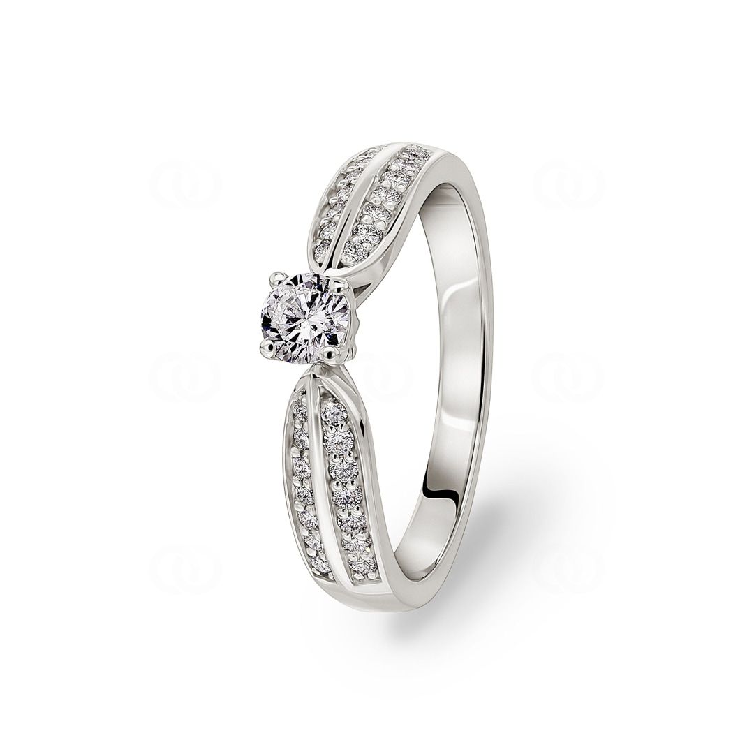 Verlobungsring 750/18 K Weissgold mit Diamanten 0.48 ct H/si