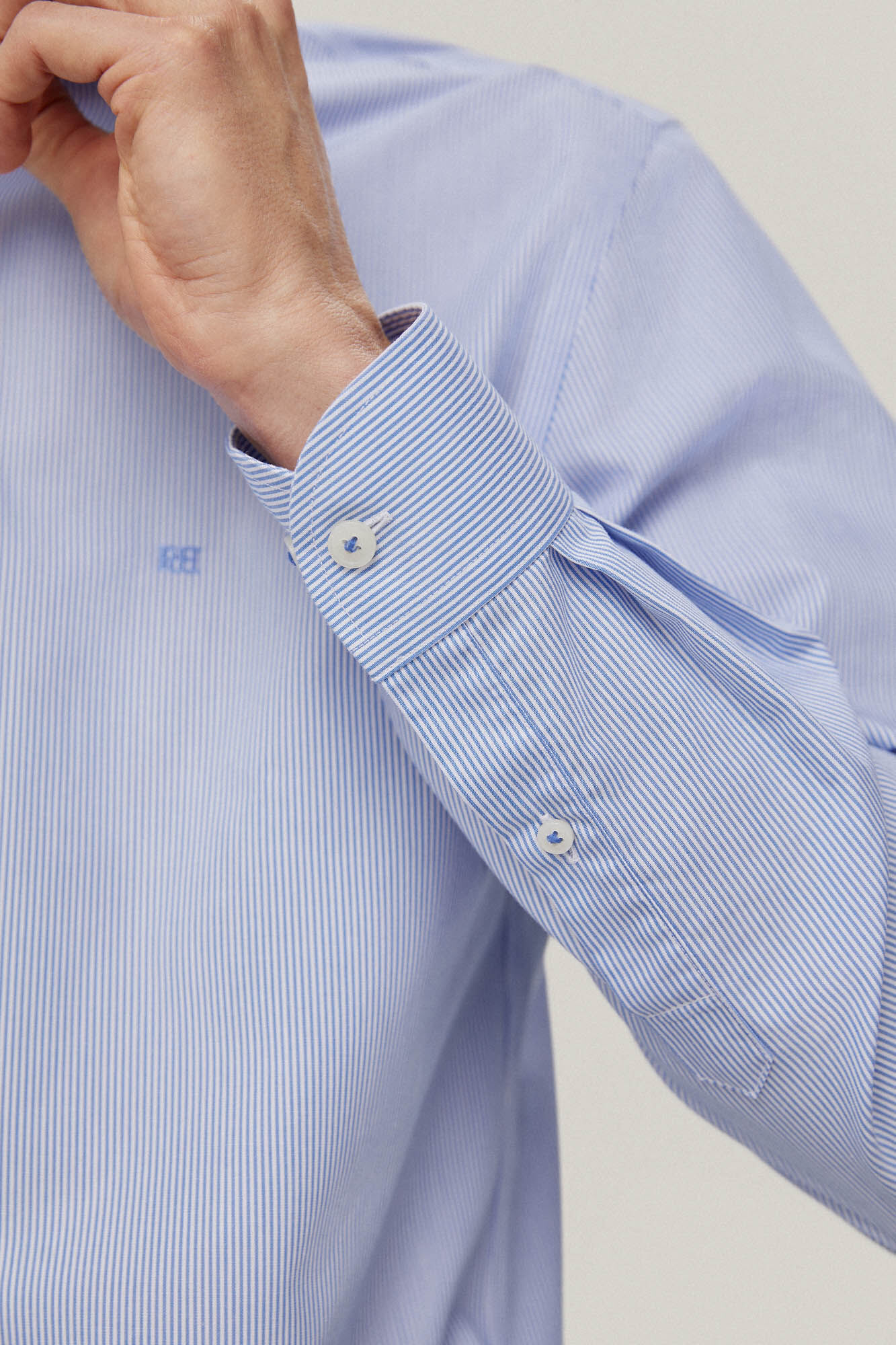 Camisa vestir raya fina non iron + antimanchas - Azul