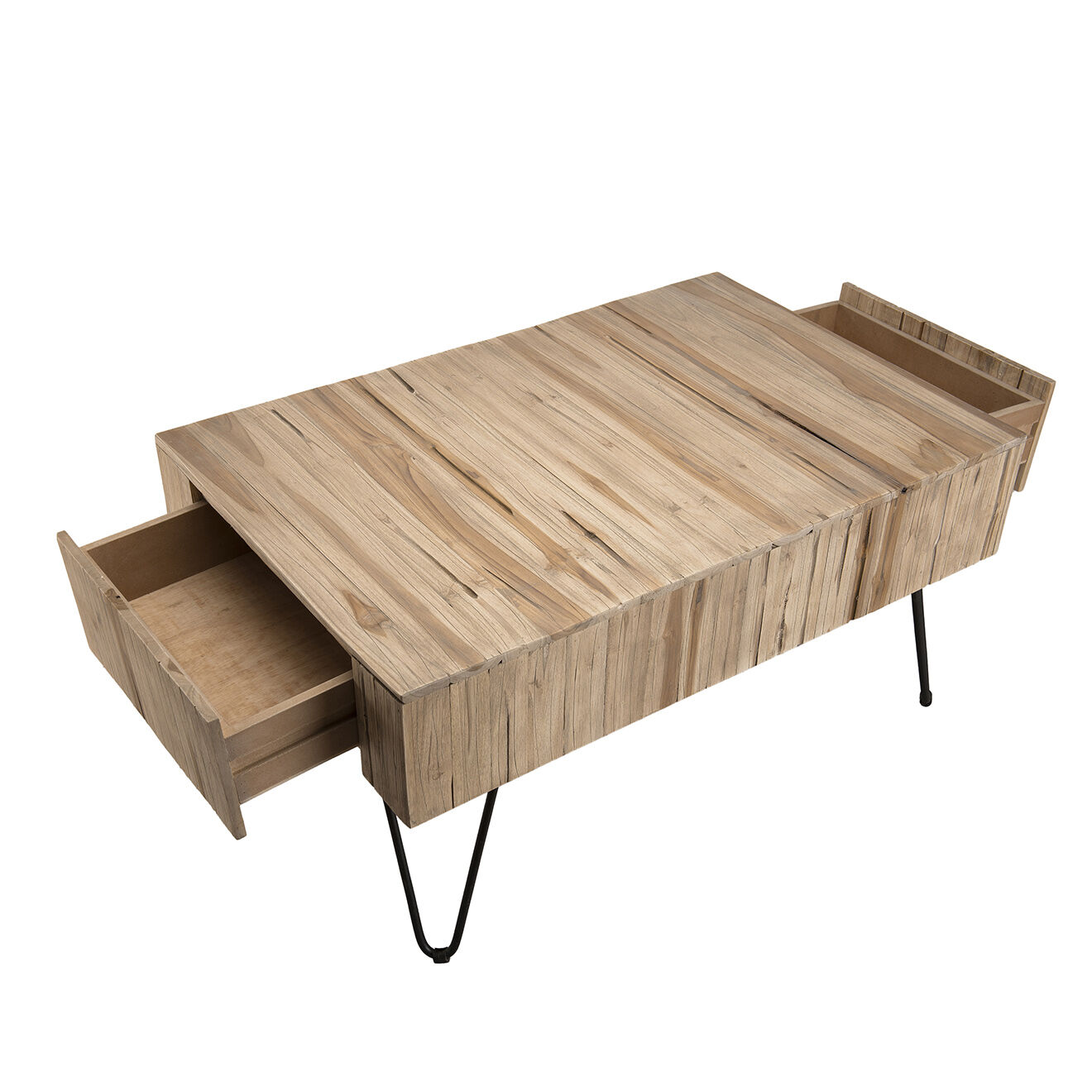 Macabane Table basse 2 tiroirs Clara teck - 90x60x45 cm