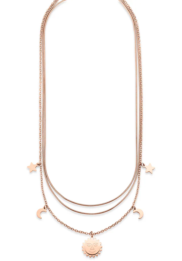 Bruno Banani Kette mit Anhänger »Schmuck Geschenk Halskette Sonne Mond Sterne Layering Look«