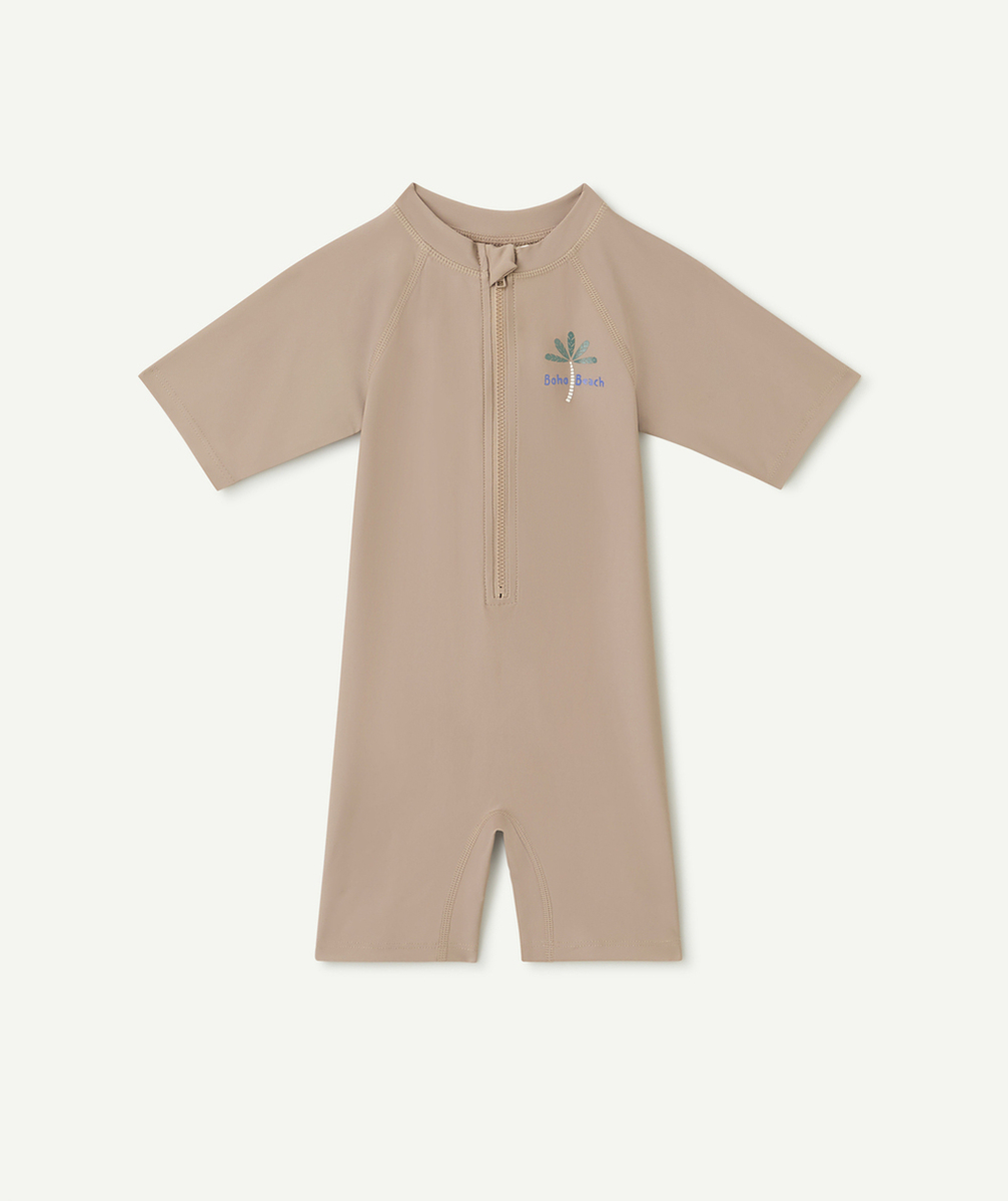 LASSIGCOMBINAISON ANTI-UV BÉBÉ FILLE MARRON AVEC MOTIF PALMIER