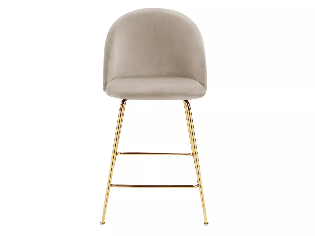 Lot de 2 tabourets de bar en velours et acier inoxydable doré - Beige - MELBOURNE