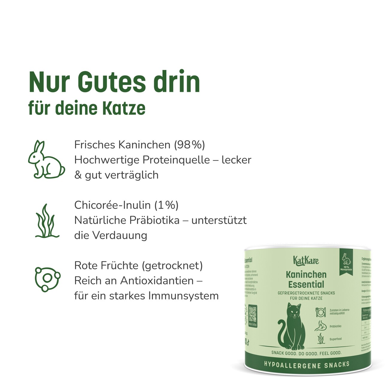 KatKare Hypoallergener Gefriergetrockneter Snack Ente Kaninchen 70 g