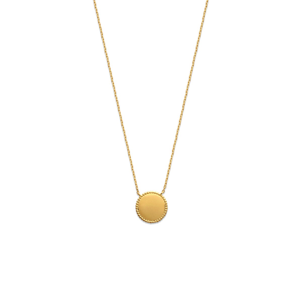 Collier Brillaxis pastille ronde perlée plaqué or