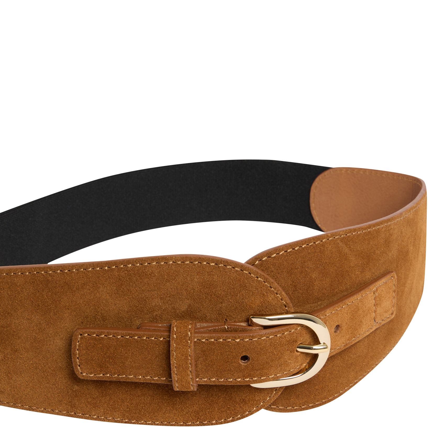 OLYMPE - Ceinture large en cuir velours | Marron