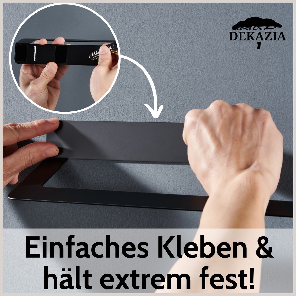 DEKAZIA® Keukenrolhouder Zwart | Keukenrolhouder zonder boren, Wandgemonteerde keukenrolhouder, Keukenrolhouder, RVS keukenrolhouder