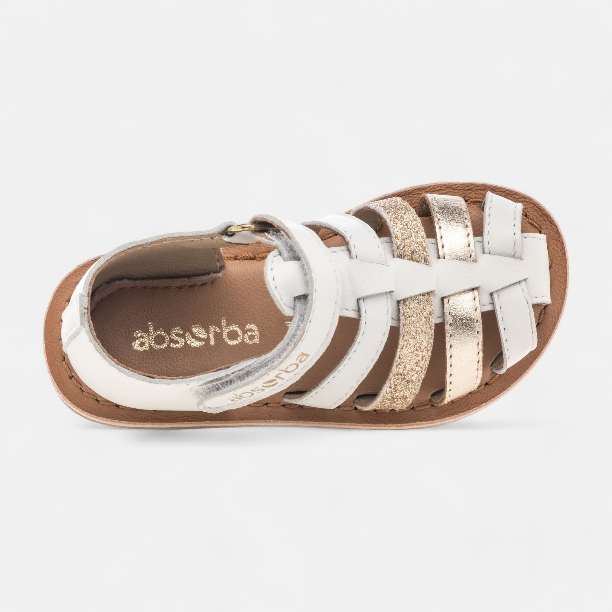 Nu-pieds Bébé fille en cuir blanc
