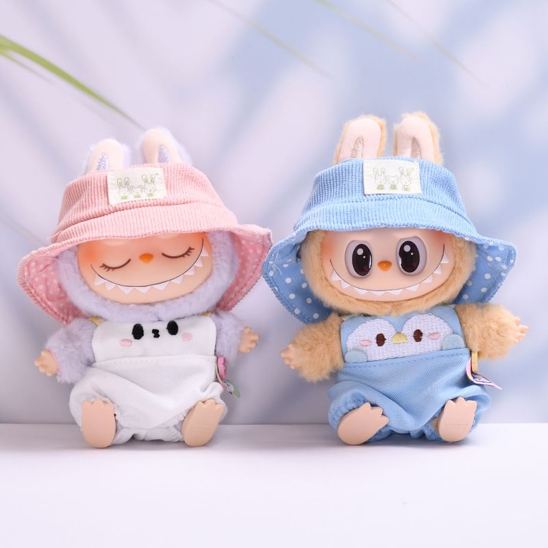 Miumi - Set: Applique Bucket Hat + Animal Dungaree Poppenkleding - 17 cm (Diverse ontwerpen)
