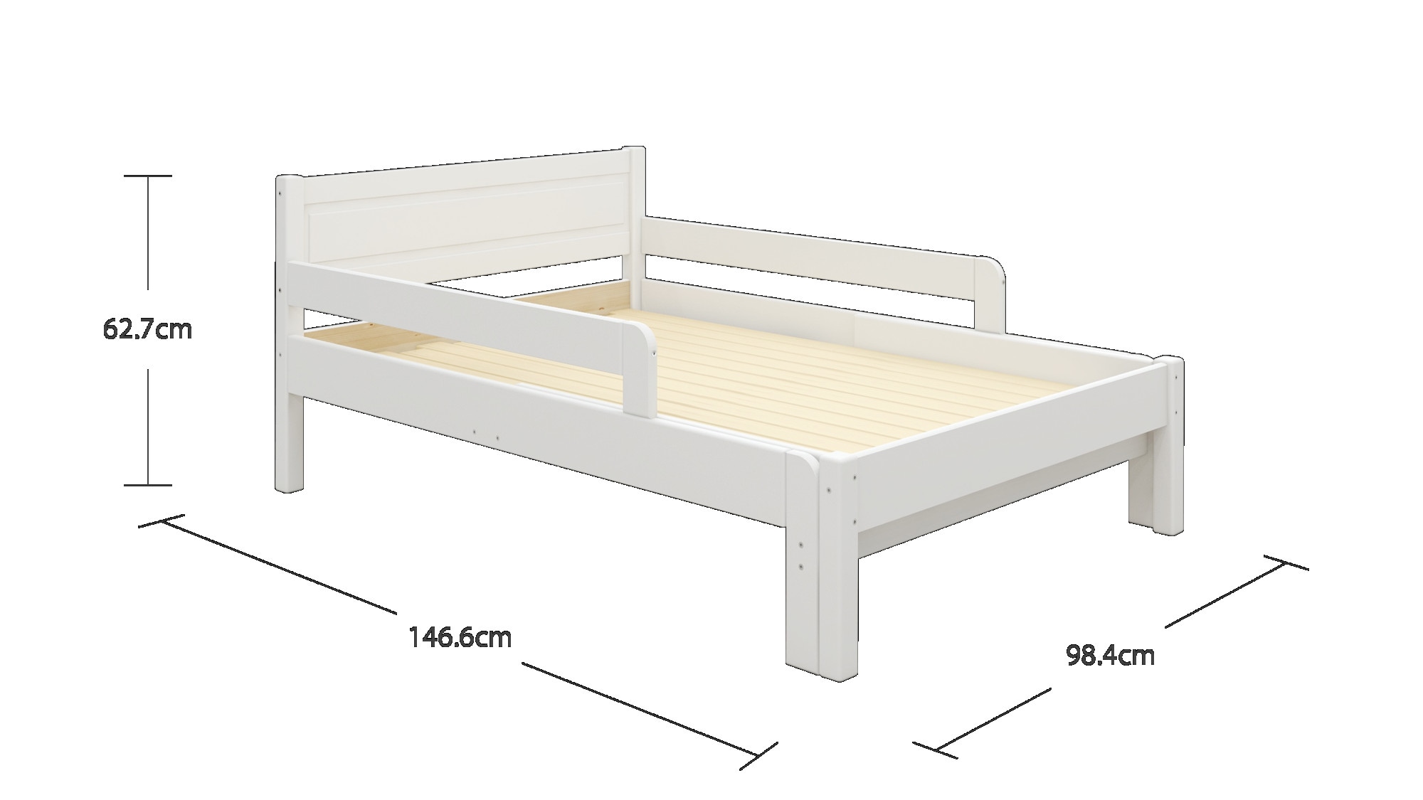 GOODproduct Kinderbett »Hero, Massivholzbett, ausziehbar von 140 bis 200 cm, FSC®« 90cm Breite, 140-200cm Liegefläche,  massive Kiefer, mit Lattenrost, zeitlose Optik,  Rausfallschutz