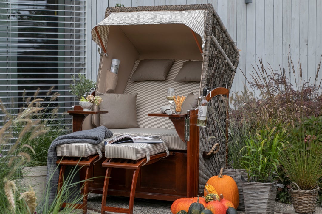 Strandstoel Nordstrand mahonie PE grijs design 510