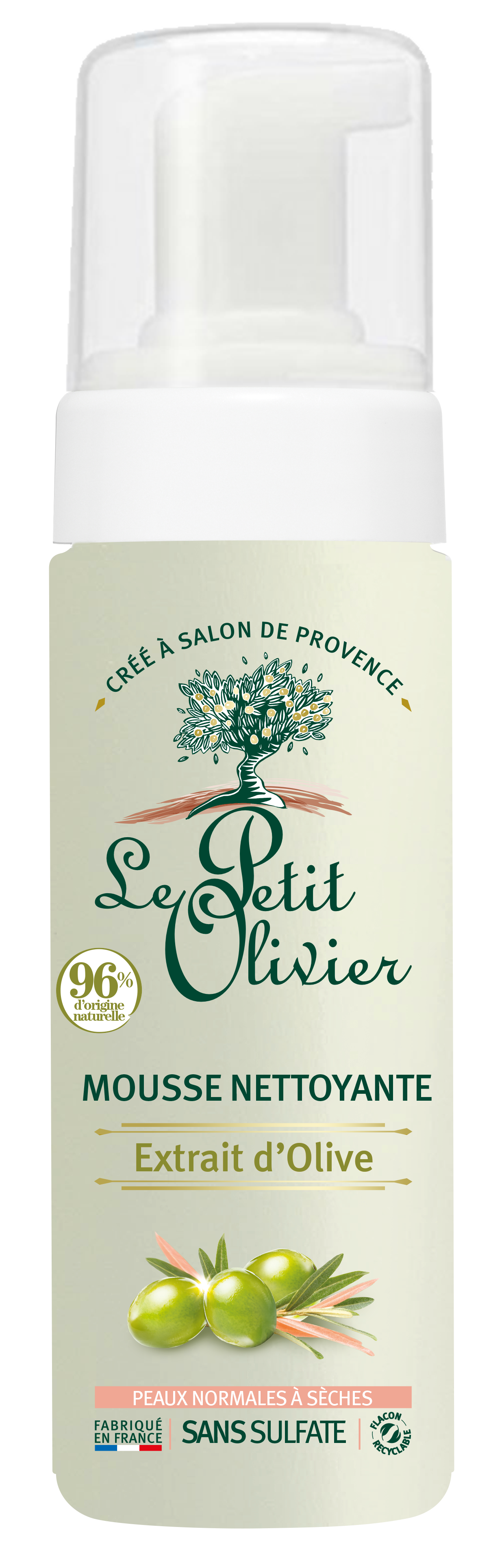 LE PETIT OLIVIER olive mousse nettoyante 150 ml
