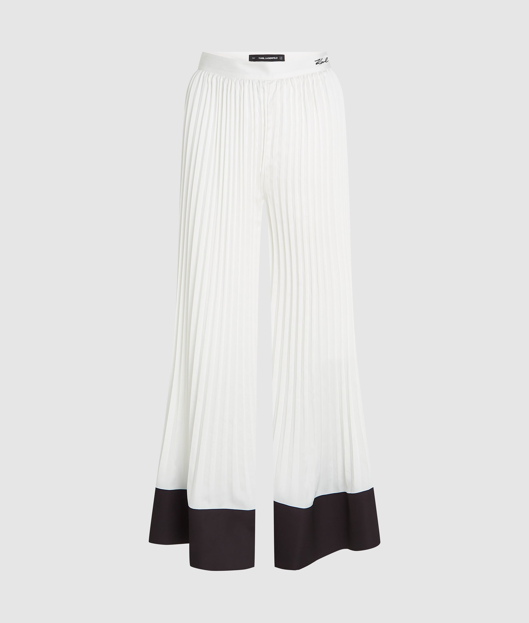Broek met wijde pijpen en plooiaccent