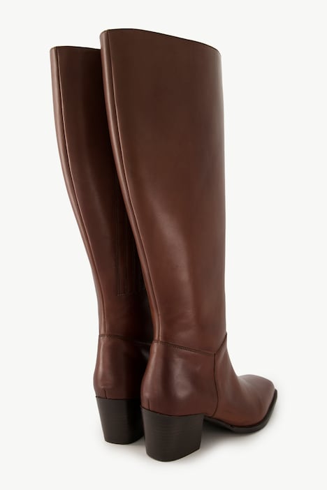 Lederstiefel, XXL-Schaft, Elastikeinsatz, Weite H