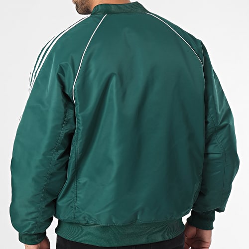Veste Bomber A Bandes HZ0693 Vert Blanc