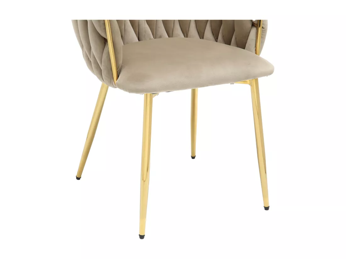 Lot de 6 chaises en velours et métal doré - Beige - ELEGANO