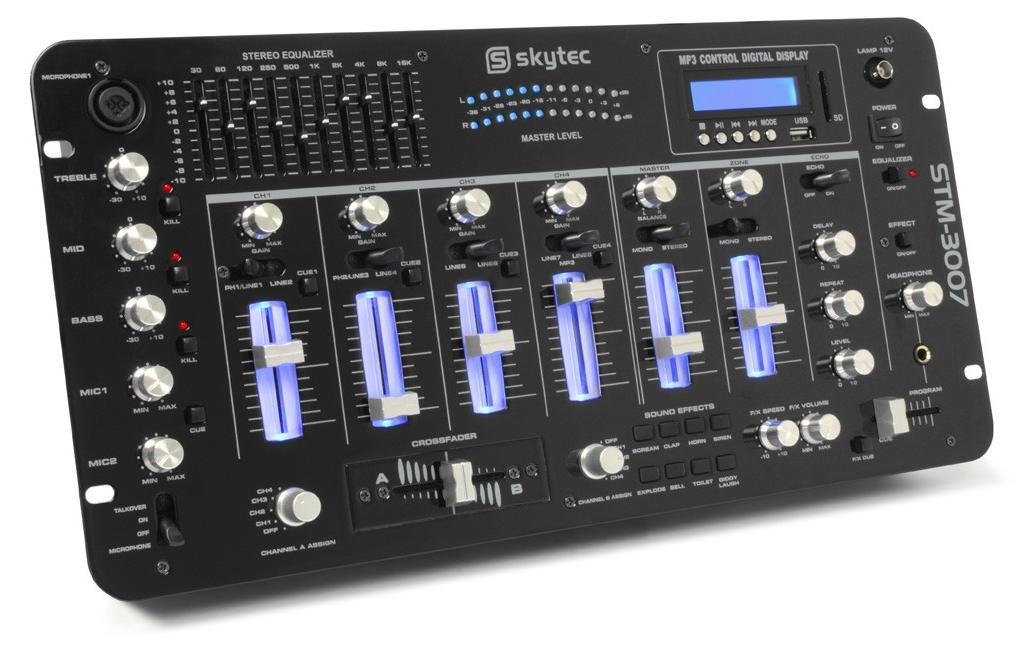 DJ-Mixer STM-3007<br>6-Kanal DJ-Mixer mit SD/USB/MP3-Player