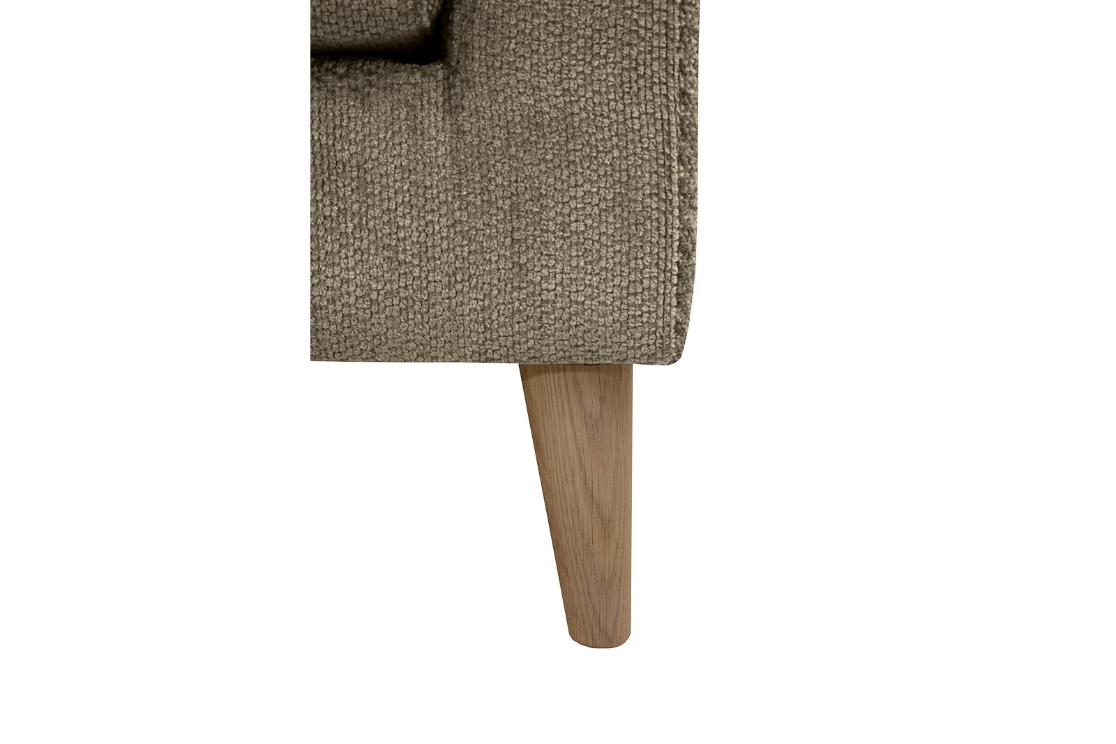 Edda hjørnesofa 3 seter med åpen ende venstre. Tekstil Movie 13/1 Light Khaki, ben 8, armlen G.
