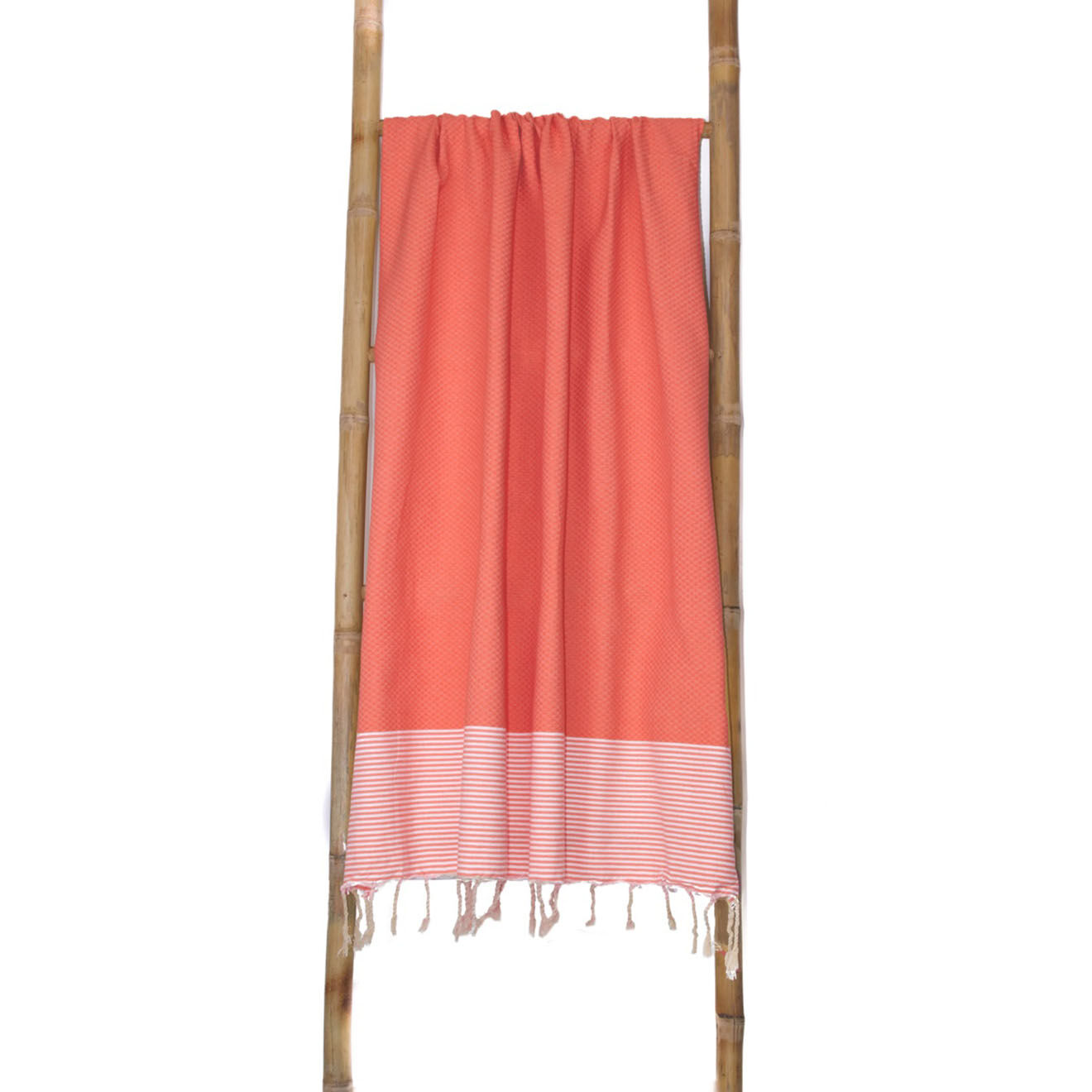 Febronie Fouta Famiglia XXL Nid d'Abeille Ibiza orange corail - 200x200 cm