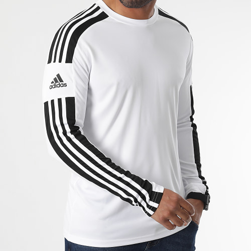 Lot De 2 Tee Shirts Manches Longues A Bandes Squad 21 GN5790 GN5793 Blanc Bleu Marine