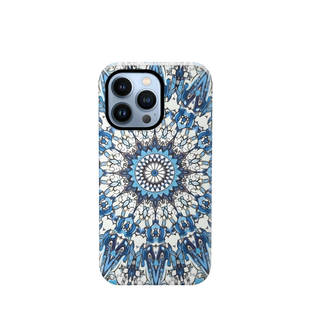 iPhone 13 Pro Hybrid (Kunststoff / Gummi) Hülle Majolika-Ozeanlicht - Blau