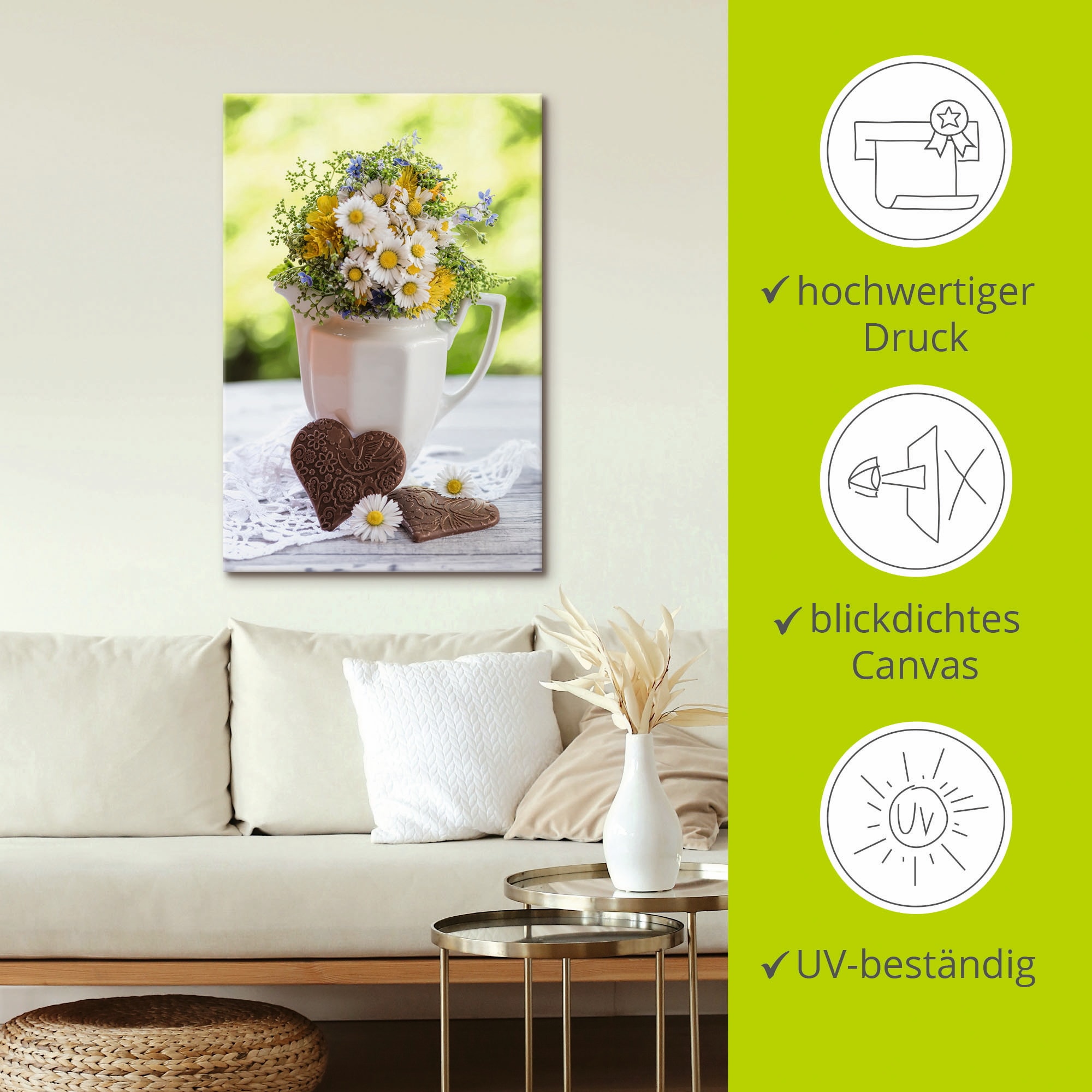 Artland Leinwandbild »Aus Liebe zum Frühling« Vasen & Töpfe 1 Stk. tlg. als Alubild, Outdoorbild, Leinwandbild, Wandaufkleber, versch. Grössen