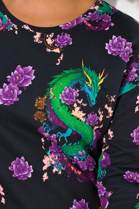 Sweatshirt, oversized, Drachen-Muster