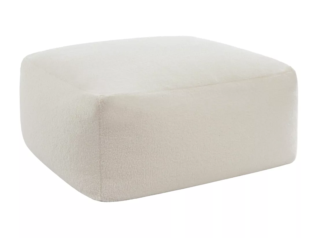 Pouf en tissu bouclette blanc SIRIETO