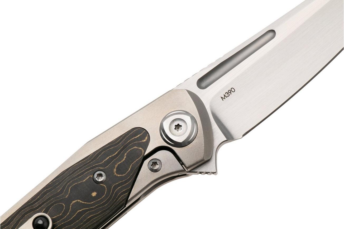 Liong Mah Warrior 3, Satin M390, Gold Camo Carbonfiber Titanium, zakmes