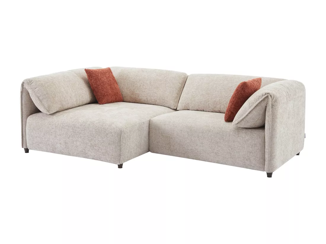 Canapé angle gauche en tissu texturé beige LOUSOPA de Maison Céphy