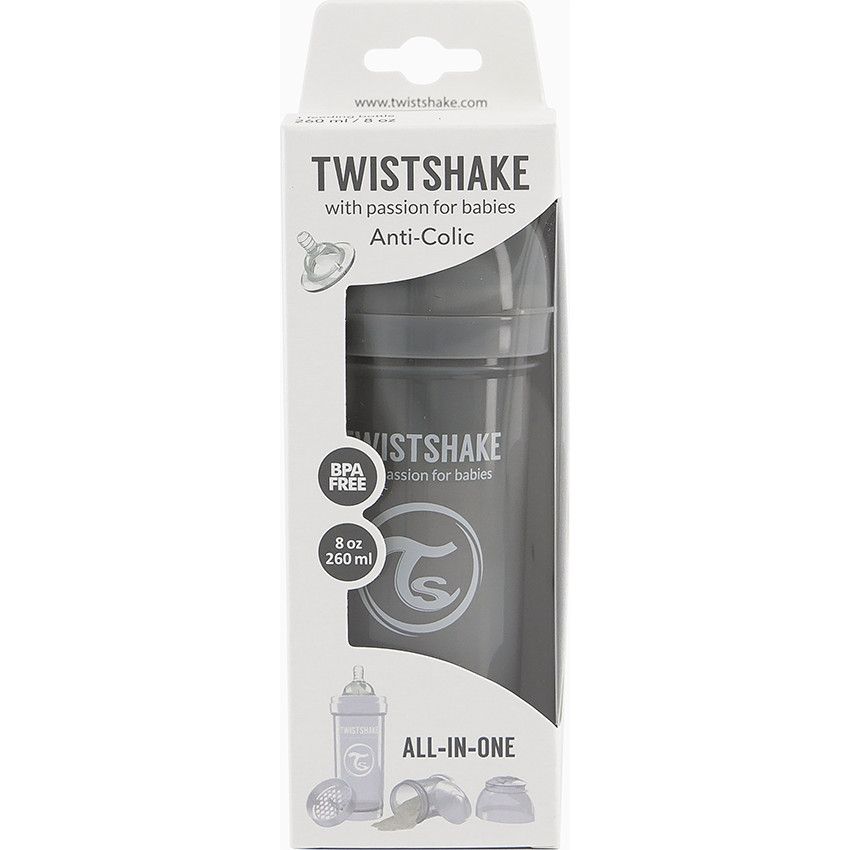 Biberon anti-colique 260 ml - Gris Pastel - Ecru