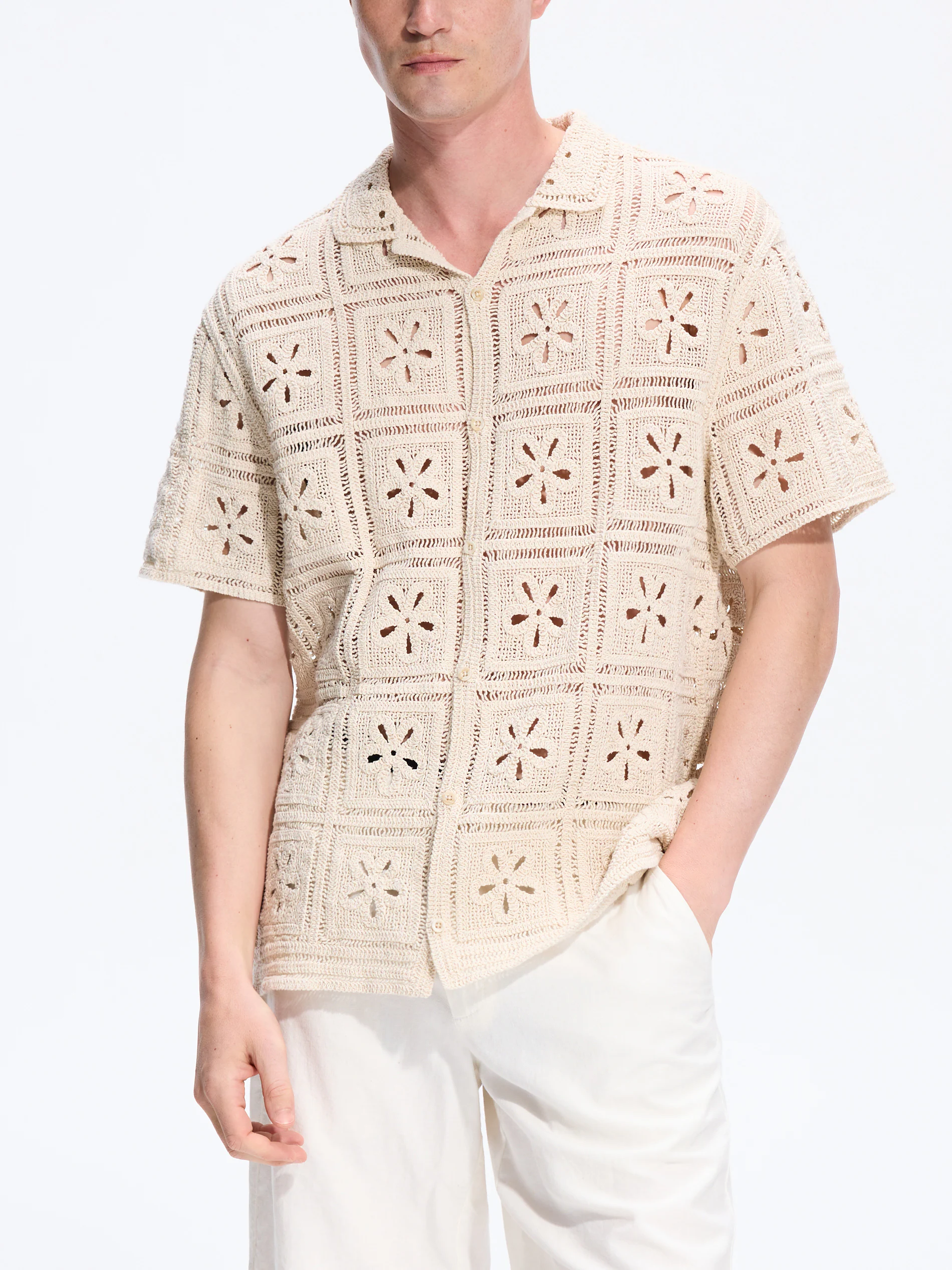 Baumwollbluse mit Lochstickerei