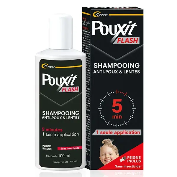 Pouxit Flash Shampooing Traitement anti-poux et lentes Agit en 5 minutes Lot 2x100 ml