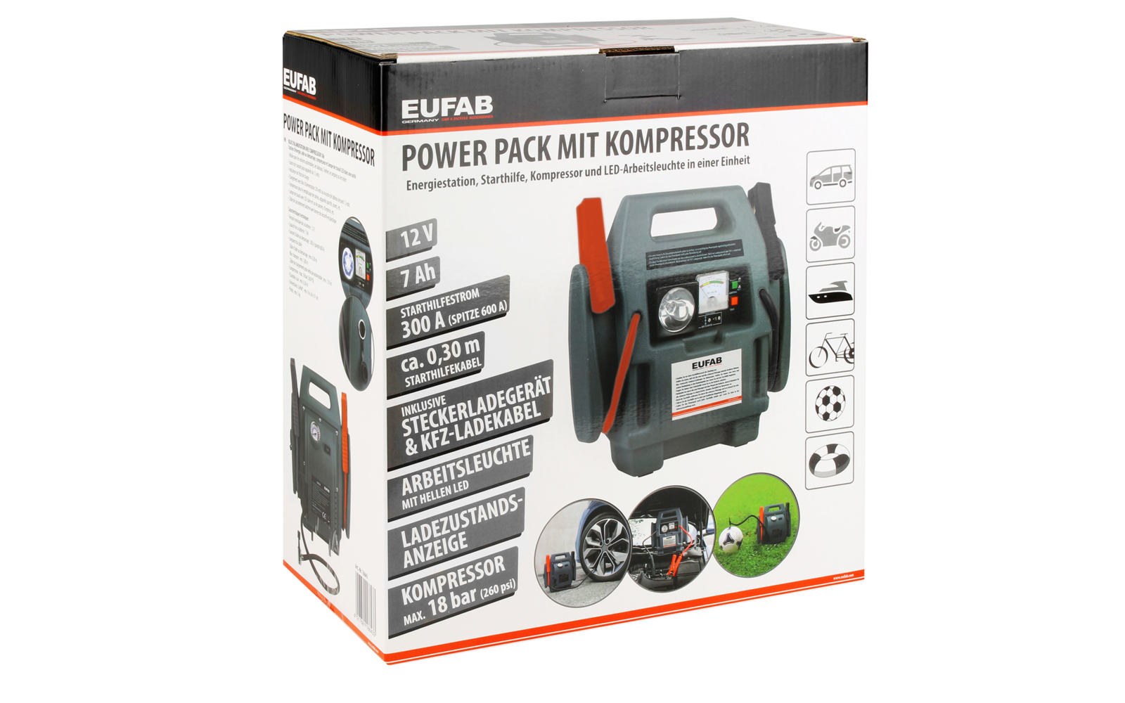 Eufab Powerpack mit Kompressor 7 Ah