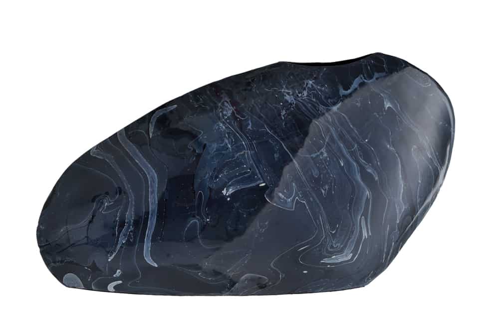 Dekorative Vase STONE 40cm schwarz marmoriert Handarbeit Retro Design