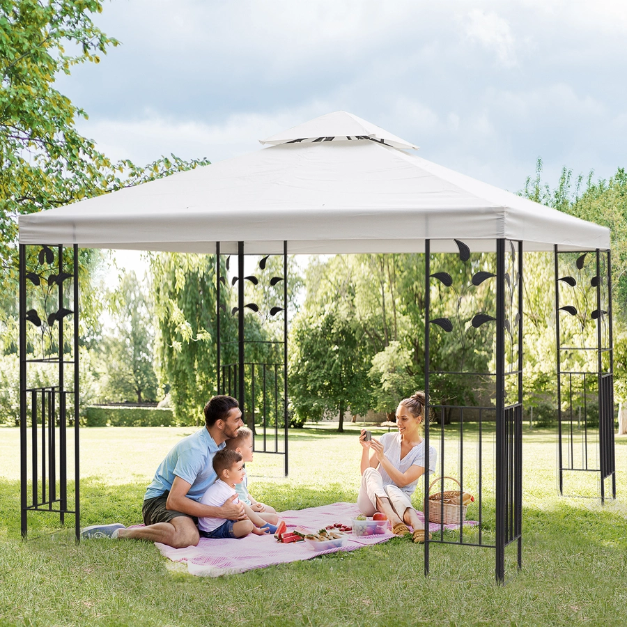 Outsunny Gartenpavillon mit Doppeldach bunt