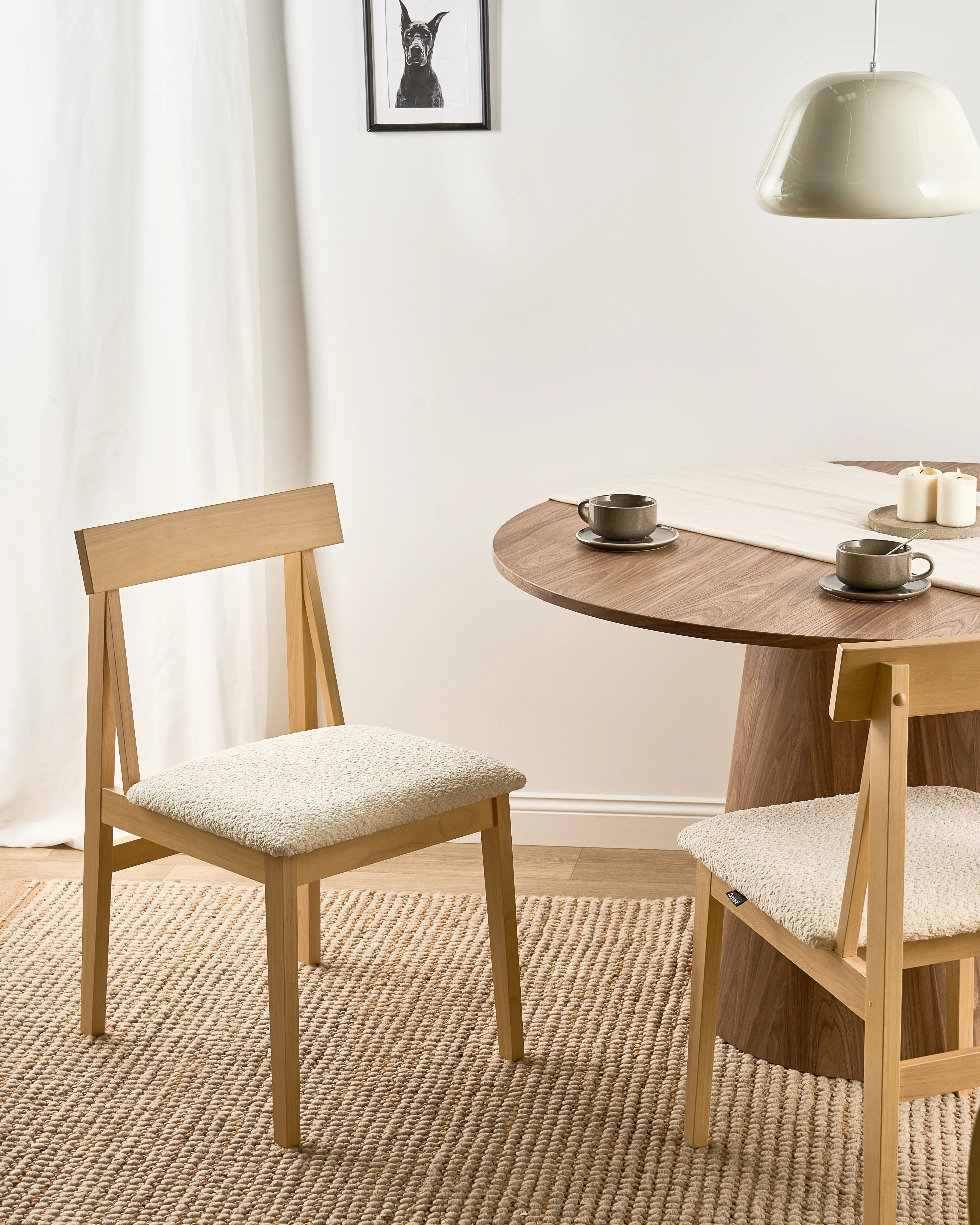 Set van 2 eetkamerstoelen ISLE Hout Lichtbruin/beige