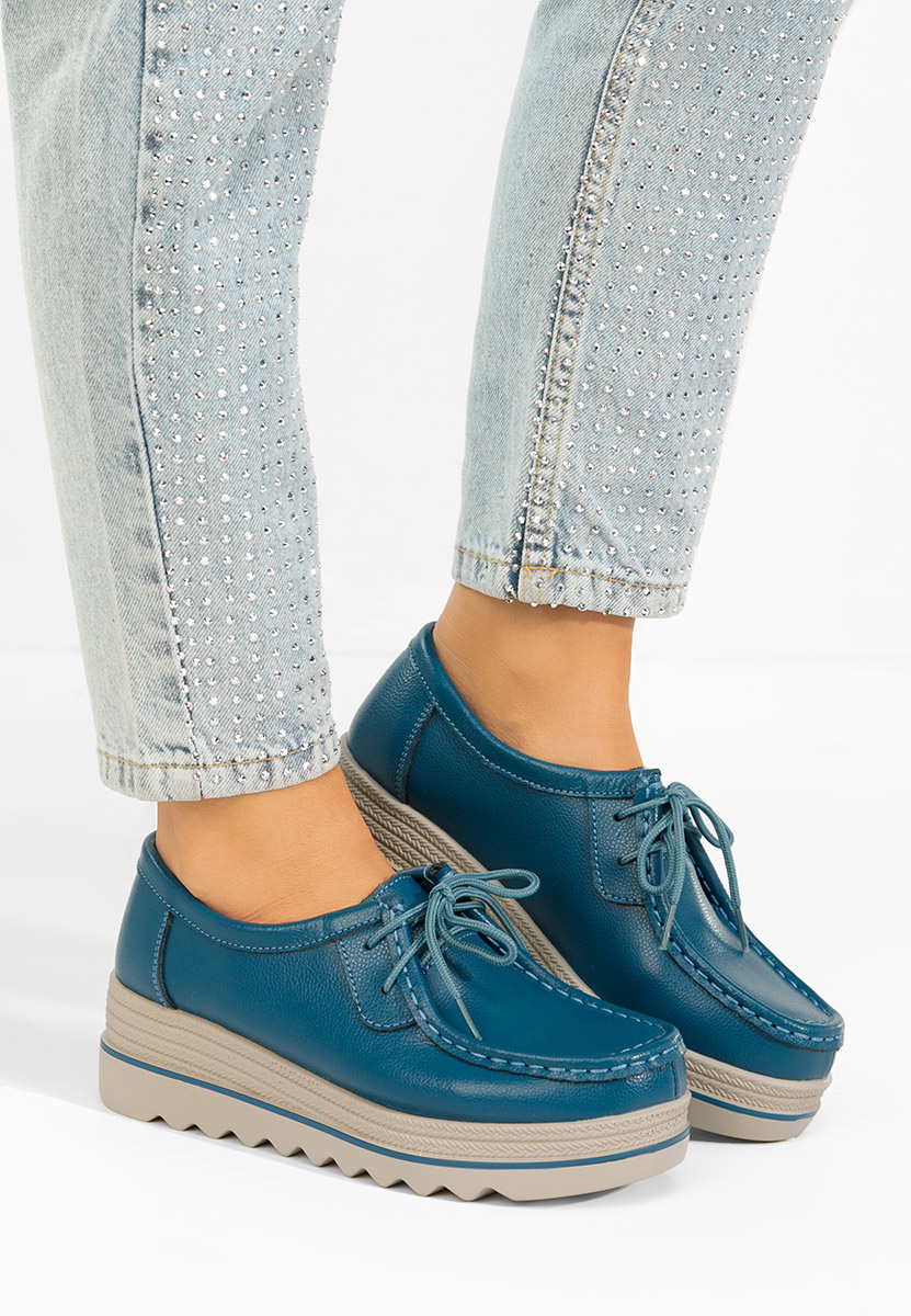 Mocassins femme à plateforme bleus Evelinia