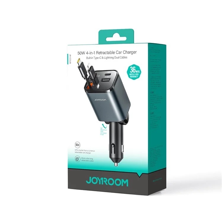 (65W) USB C / USB A Auto KFZ Ladegerät Netzteil PD 3.0 / QC 3.0 mit Ausziehbares USB C / Lightning Ladekabel - Silber / Schwarz