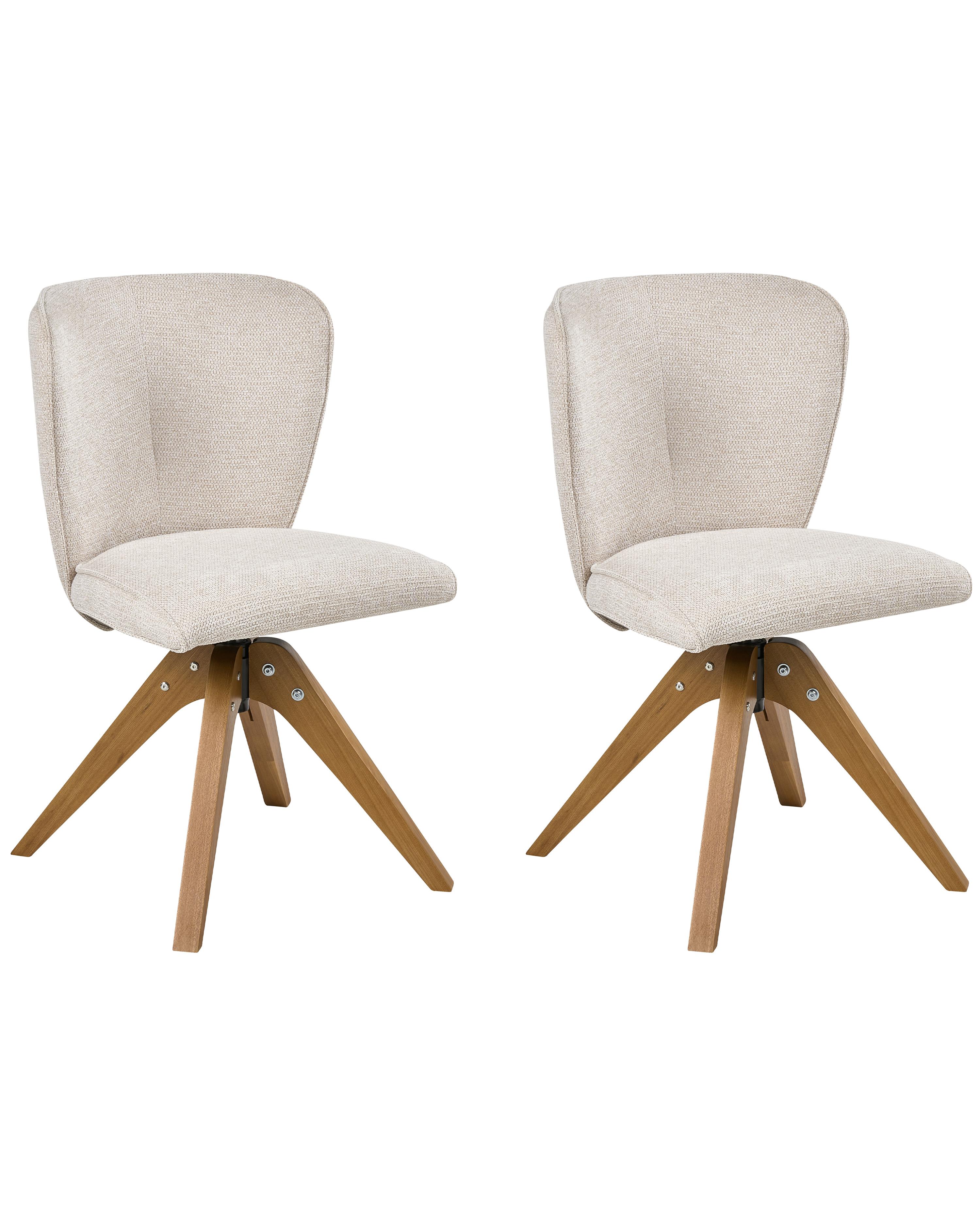 Set van 2 eetkamerstoelen draaibaar COSO Stof Lichtbeige