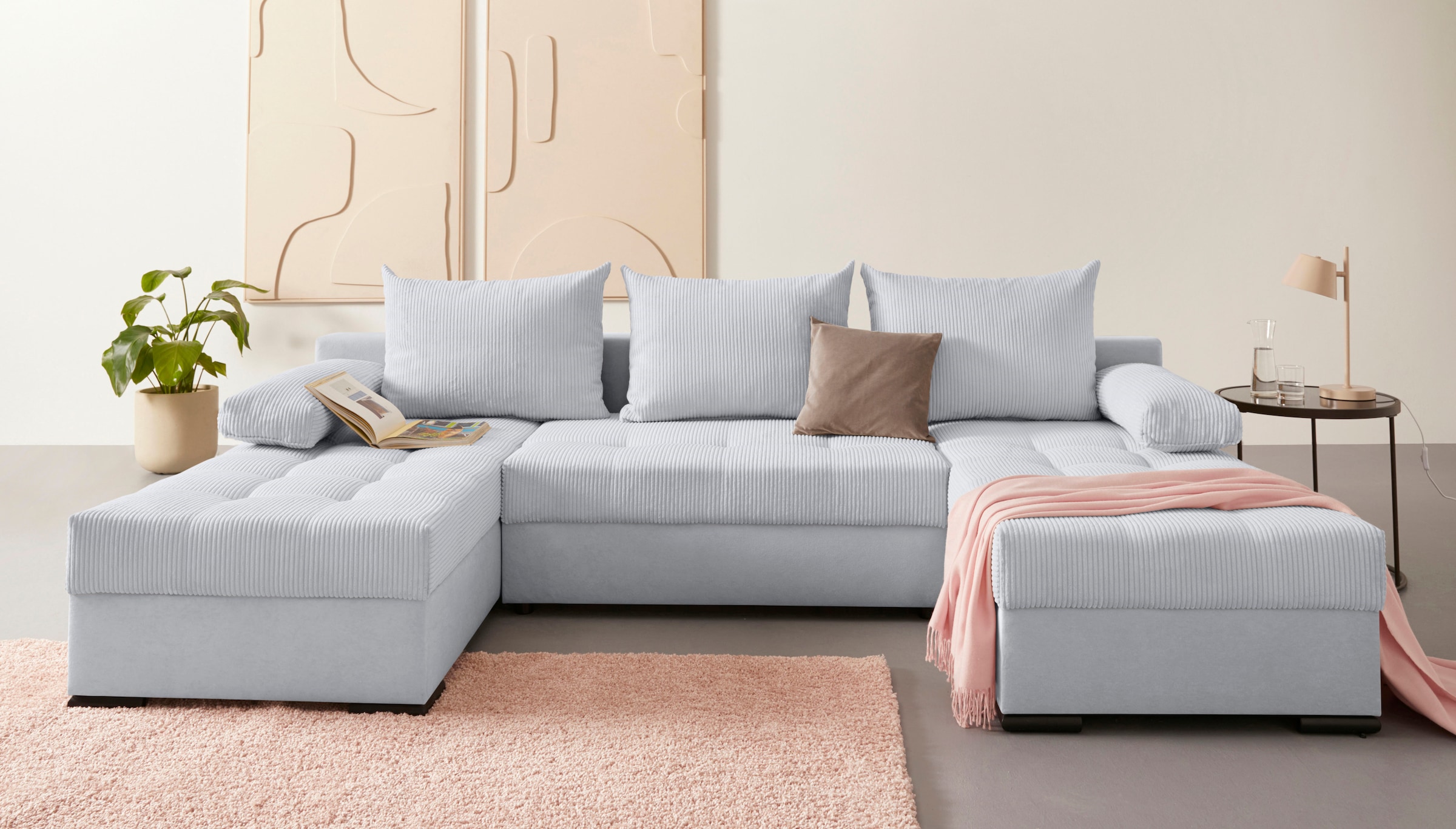 COLLECTION AB Wohnlandschaft »Josy U-Form, B: 269 cm« mit Bettfunktion & Bettkasten, Federkern