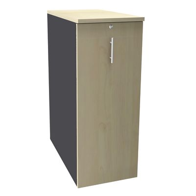 Caisson TOWER - L44 x H114 x P80 cm - 3 tablettes + 1 support DS réglable - structure anthracite - dessus et façade imitation érable