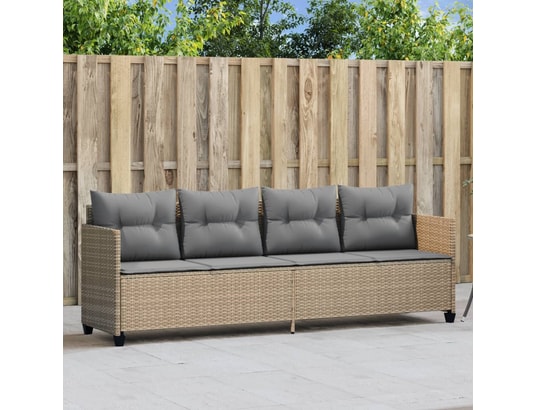 VIDAXL - Canapé Chaise longue avec coussins beige résine tressée