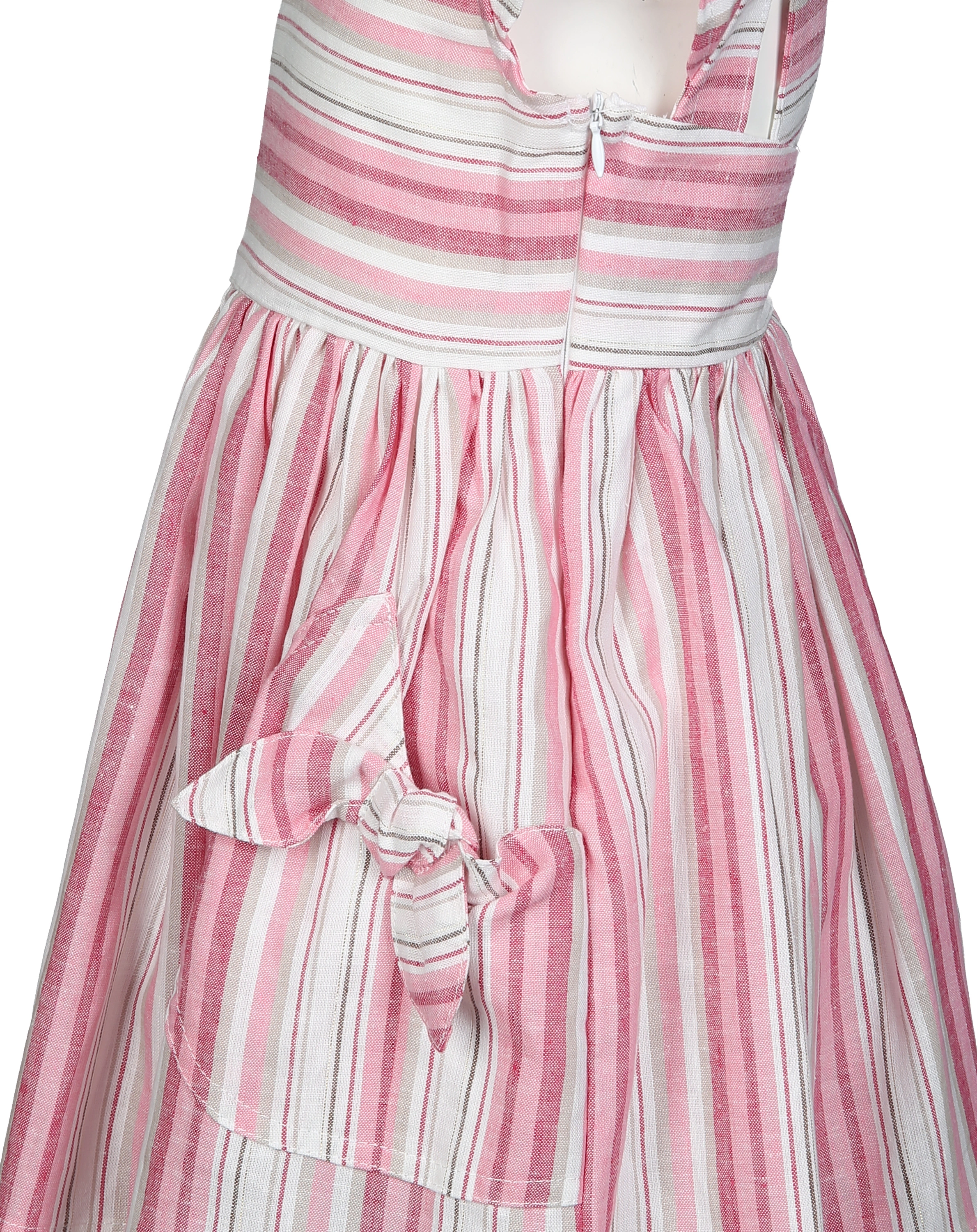 Kurzarmkleid STREIFEN mit Taschen in hibiskus
