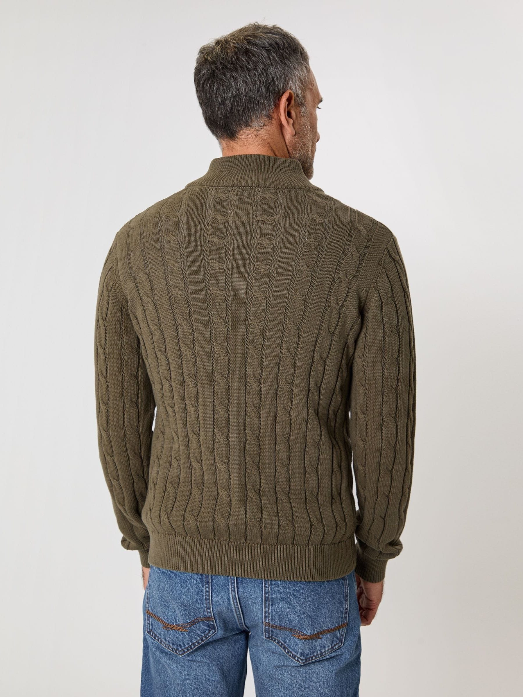 Groen - Saltwell Cable Knit Quarter Zip Jumper
