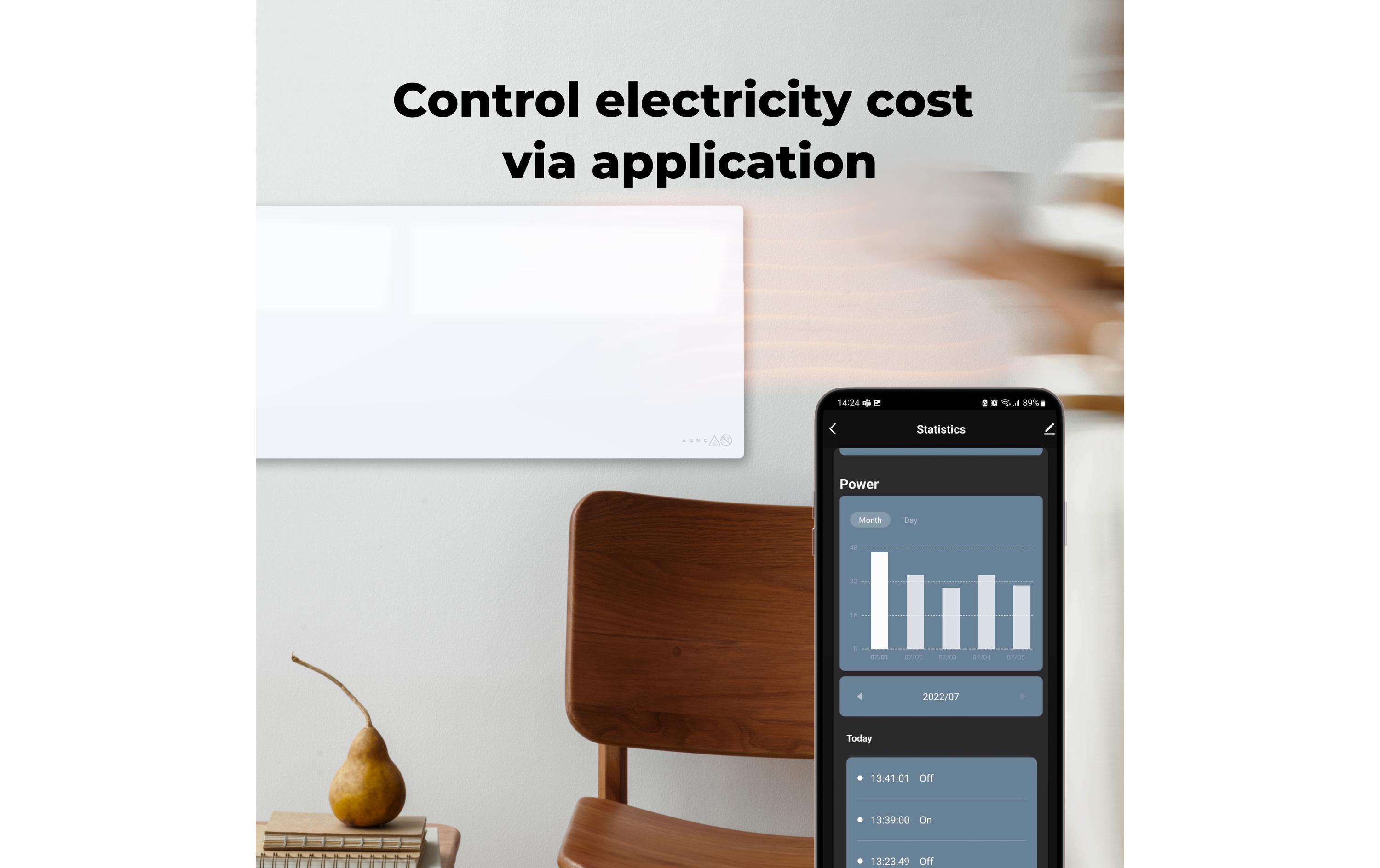 Infrarotheizer Premium Eco Smart LED 700 W, Schwarz<br>Heizgerät mit Infrarotstrahler