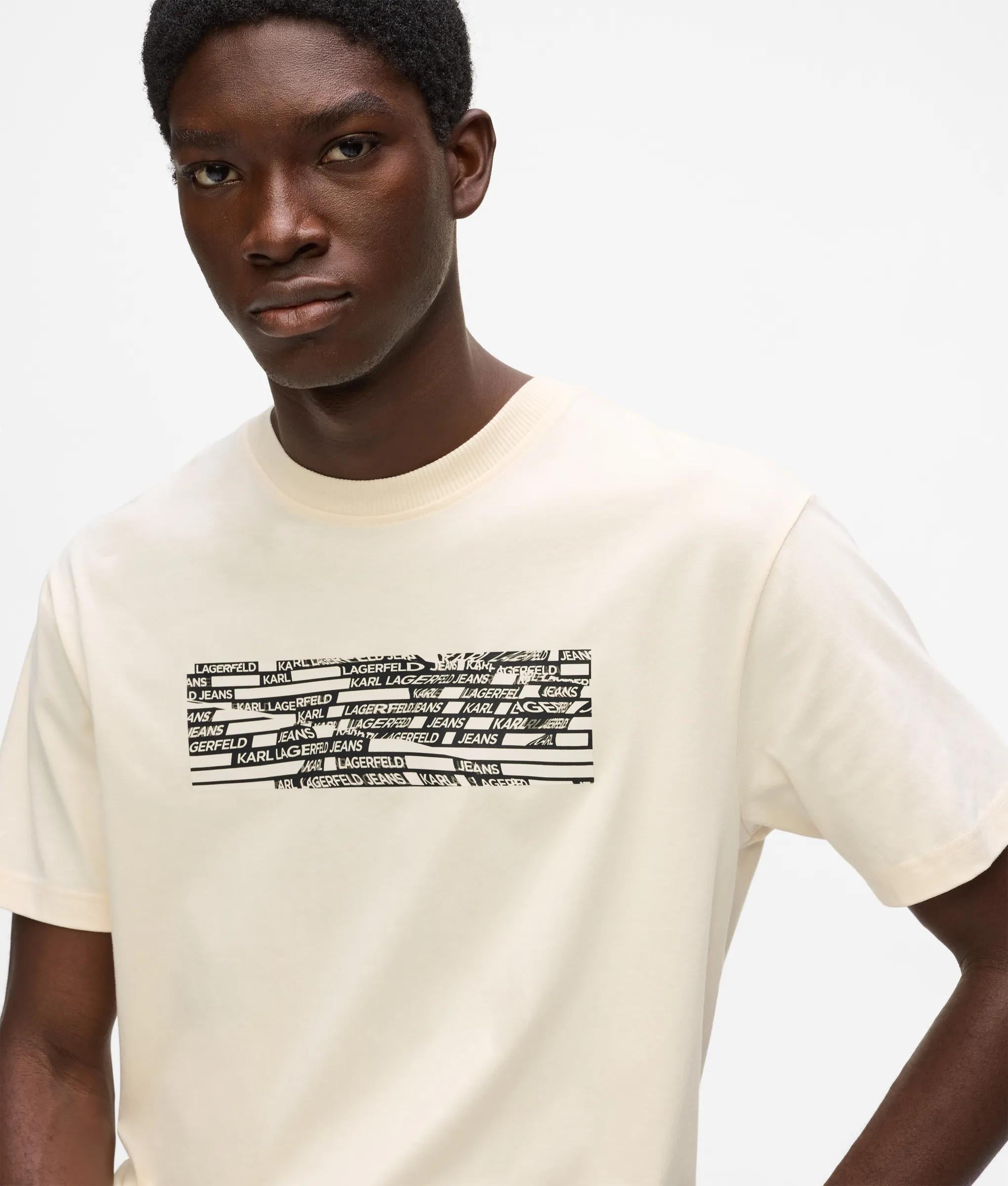 t-shirt met gestreept logo