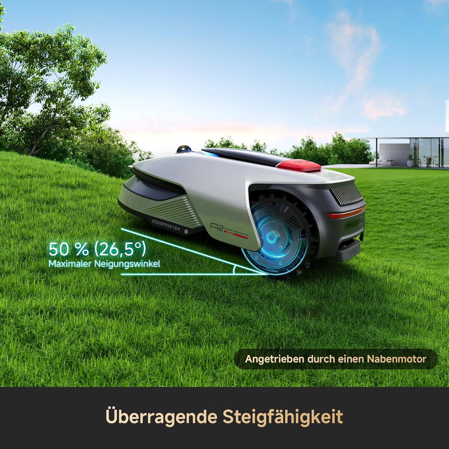 DREAME Mähroboter A2 ohne Begrenzungskabel, 360° 3D LiDAR + AI Vision, Auto-Begrenzungseinrichtung,3000 m²,Dual-Fusion-Kartierung, OmniSense-2.0-Hindernisvermeidung, EdgeMaste-Schneidsystem