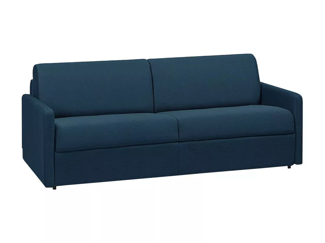 Canapé 4 places convertible express en tissu bleu foncé - Couchage 160 cm - Matelas 14 cm CALIFE