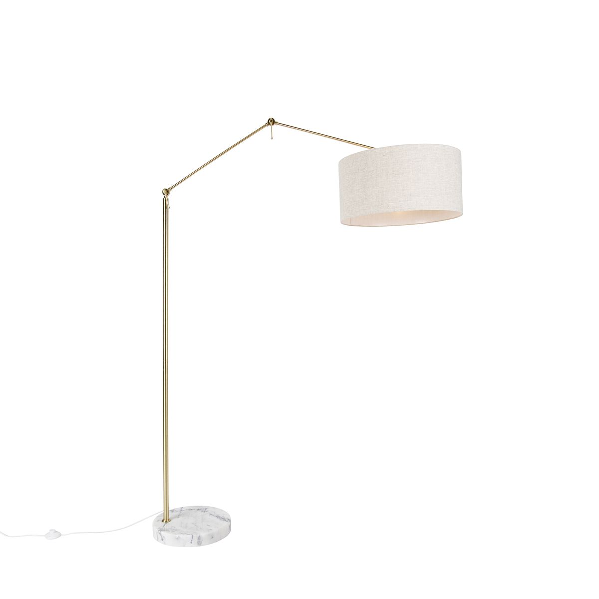 Vloerlamp goud met kap lichtgrijs 50 cm verstelbaar - Editor